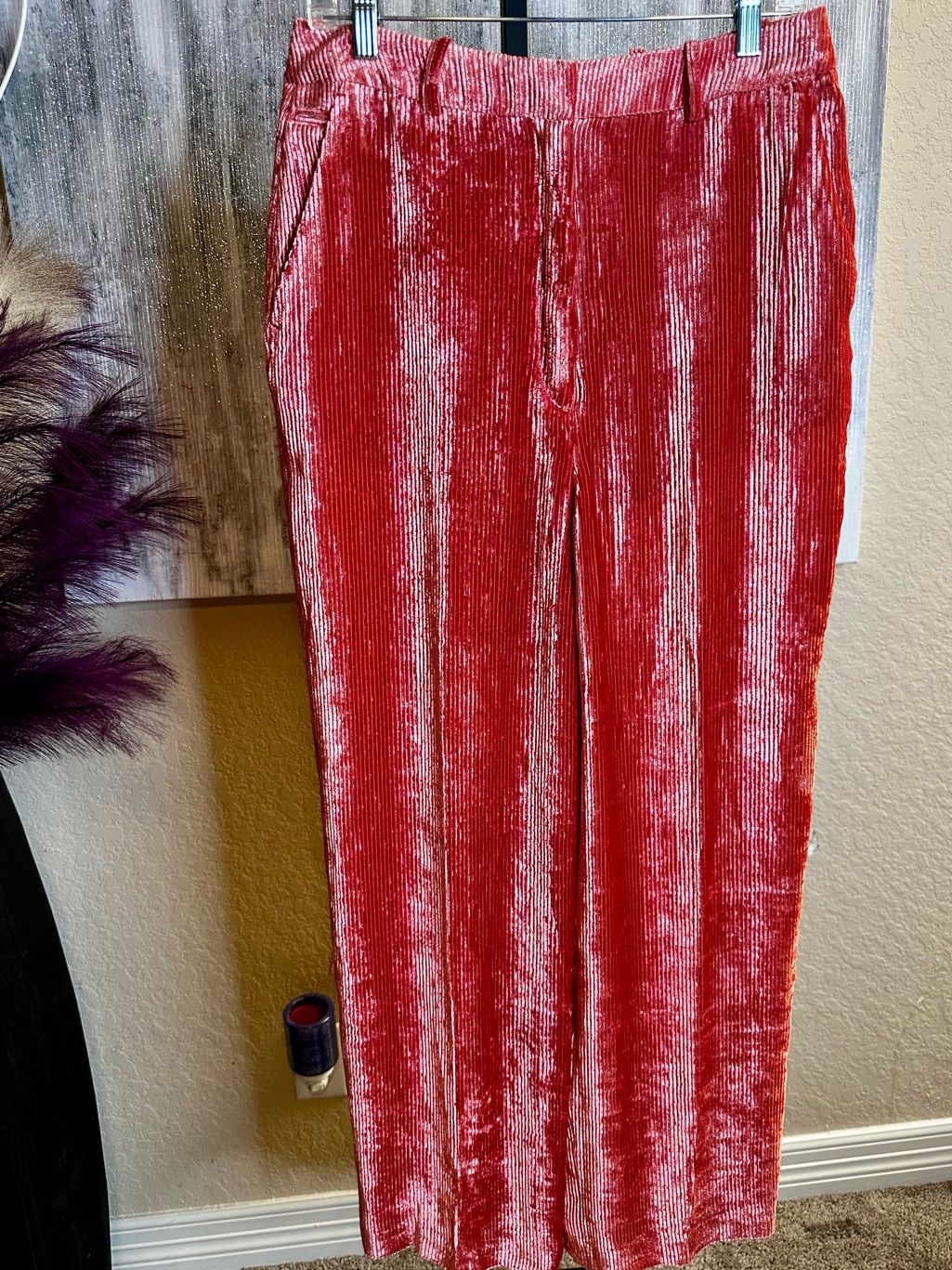 The Kooples Red Crushed Velvet Pants